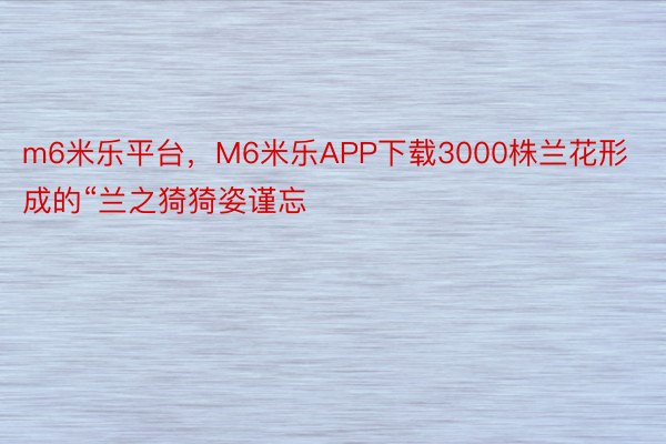 m6米乐平台，M6米乐APP下载3000株兰花形成的“兰之猗猗姿谨忘