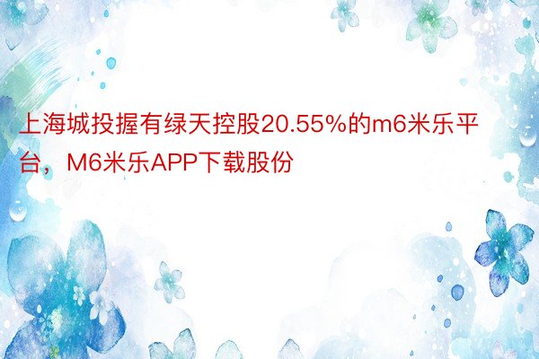 上海城投握有绿天控股20.55%的m6米乐平台，M6米乐APP下载股份